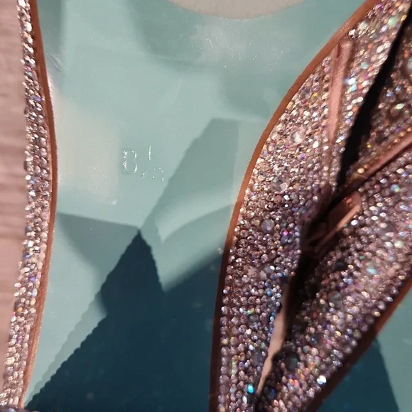 EUC Betsy Johnson Glass stone upper Sequins 3 1/2" heeled Boots sz 8.5M - Picture 13 of 14